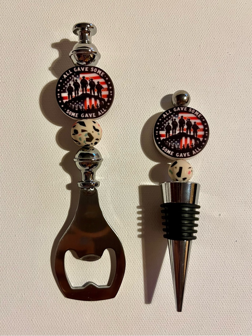Patriotic 'All Gave Some, Some Gave All' Bottle Opener & Wine Stopper Set